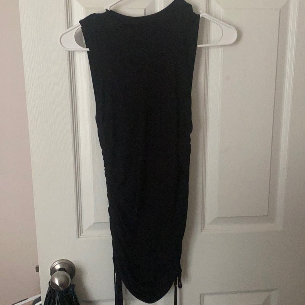 Black mini drawstring dress